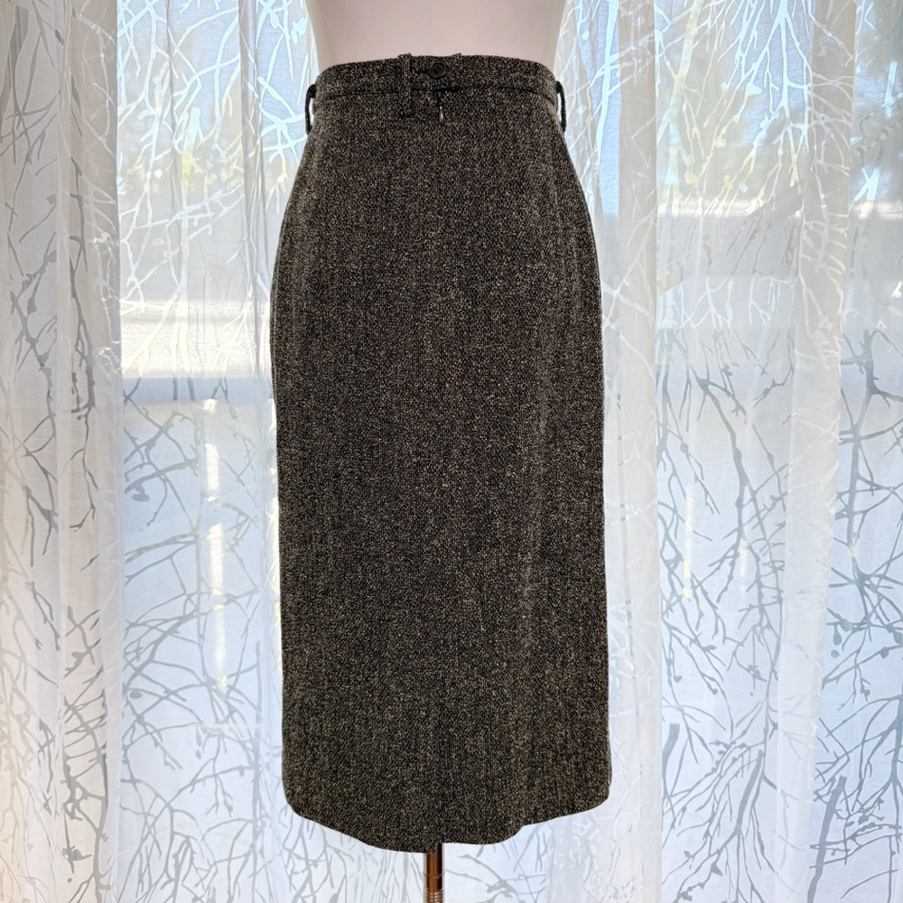 MAXMARA CREAM BLACK SPECKLE PRINT HIGH WAISTED MIDI PENCIL SKIRT - Picture 4 of 11